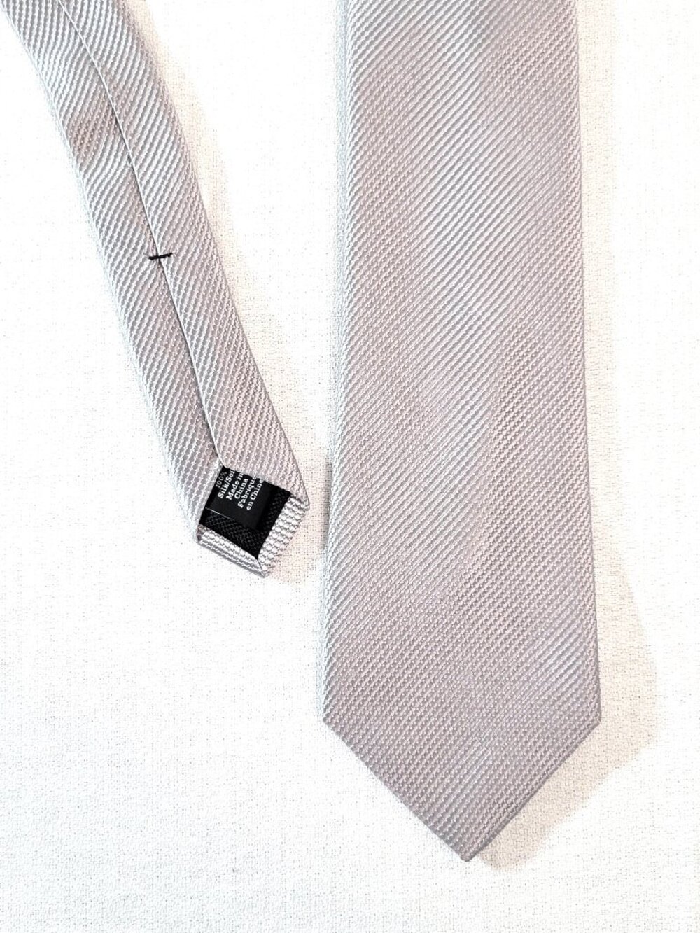 Nordstrom Mens Shop Silk Tie Silver Grey Textured Solid Woven Pattern Wedding